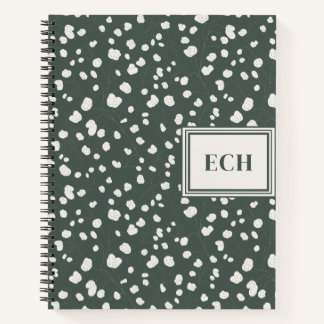 Elegant Forest Green Lunaria Monogram Hardcover Notebook