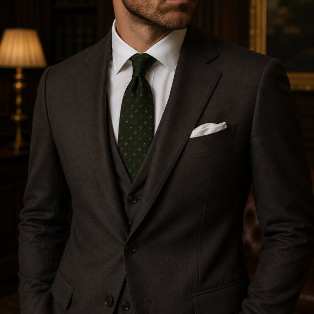 Elegant Forest Green Micro Geometric Tie (Creator Uploaded)