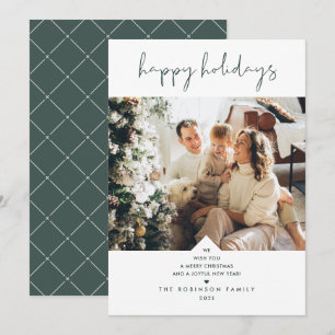 Elegant Forest Green Minimal Christmas Photo Holiday Card