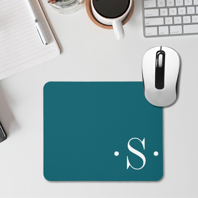 Elegant Forest Green Monogram Mouse Mat (Creator Uploaded)