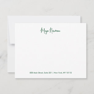 ELEGANT FOREST GREEN SIGNATURE MONOGRAM NAME CARD