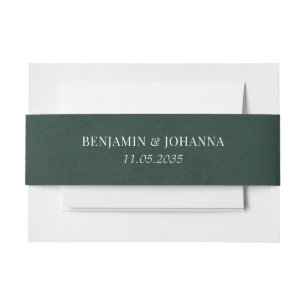 Elegant Forest Green Wedding Custom Invitation Belly Band