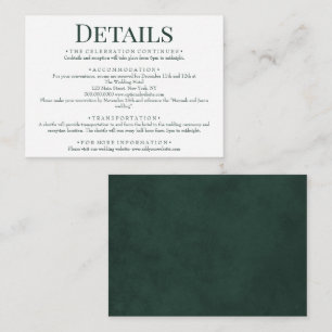 Elegant Forest Green Wedding Details Enclosure Card