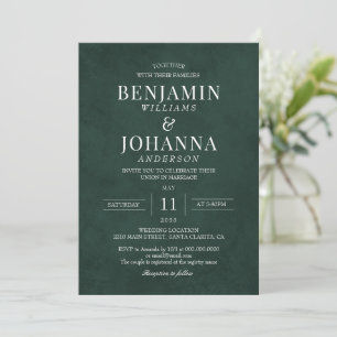 Elegant Forest Green Wedding Invitation
