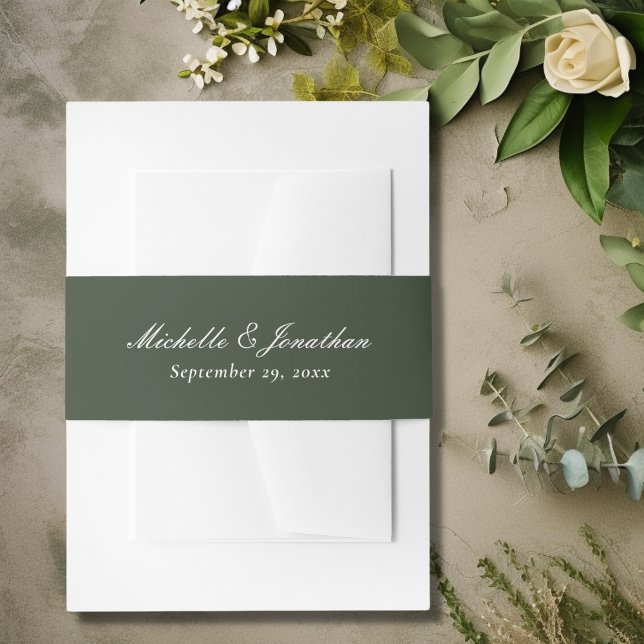 Elegant Forest Green Wedding Invitation Belly Band (Elegant Forest Green Wedding Invitation Belly Band)