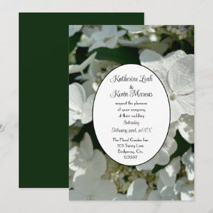 Elegant Forest Green White Hydrangea Wedding Invitation