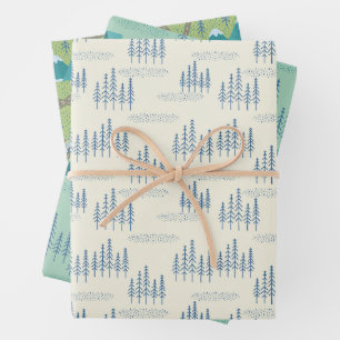 elegant forest map pattern wrapping paper sheet