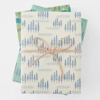 elegant forest map pattern wrapping paper sheet