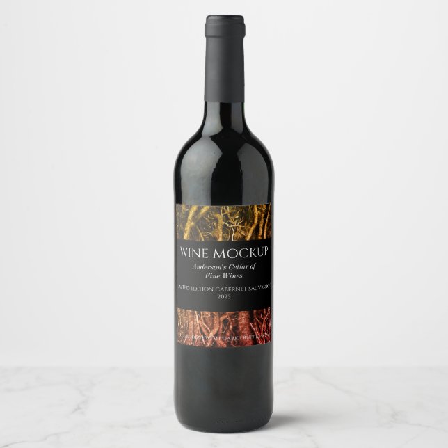 Elegant Forest Roots Custom Wine Labels (Front)