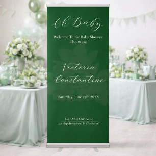 Elegant Forest & Sage Green "Oh Baby" Shower  Retractable Banner