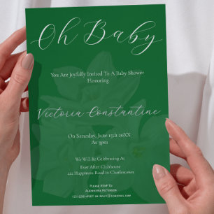 Elegant Forest & Sage "Oh Baby" Shower Invitation