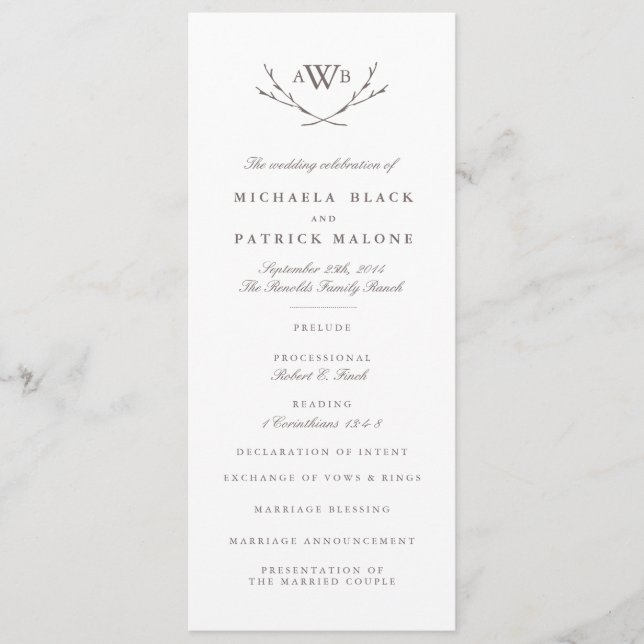 Elegant Forest Wedding Program Programme (Front)