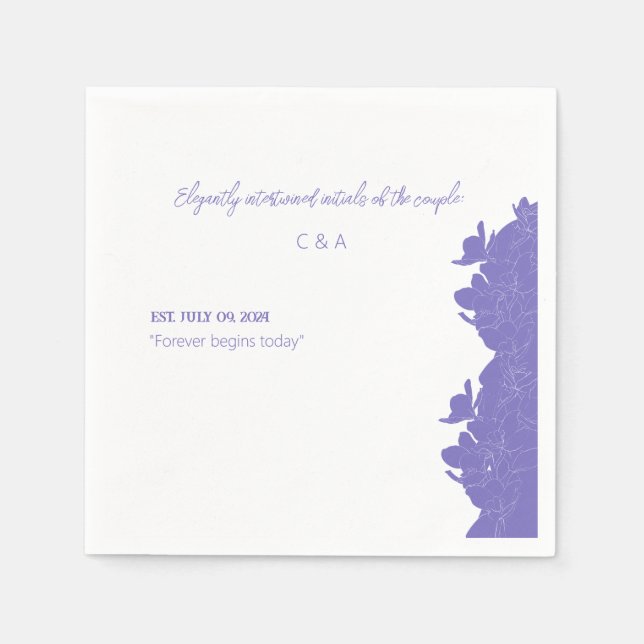 Elegant Forever begins today purple flowers Napkin (Front)