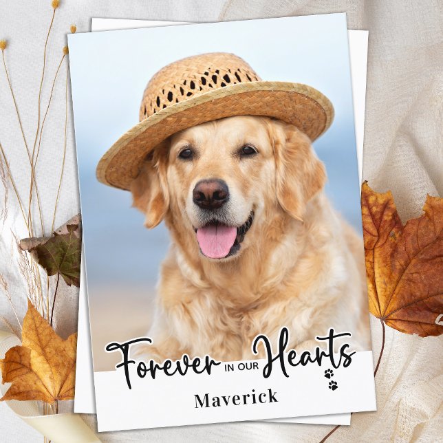 Elegant Forever In Our Hearts Pet Memorial Photo Thank You Card (Creator Uploaded)