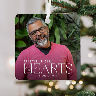 Elegant Forever in our Hearts Photo Keepsake Metal Tree Decoration