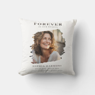 Elegant Forever in Our Hearts Photo Memorial Cushion