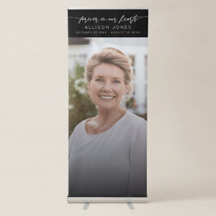 Elegant Forever In Our Hearts Photo Memorial Retractable Banner