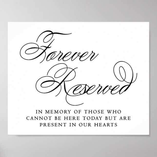 Elegant Forever Reserved Black Script | Memorial Poster (Front)