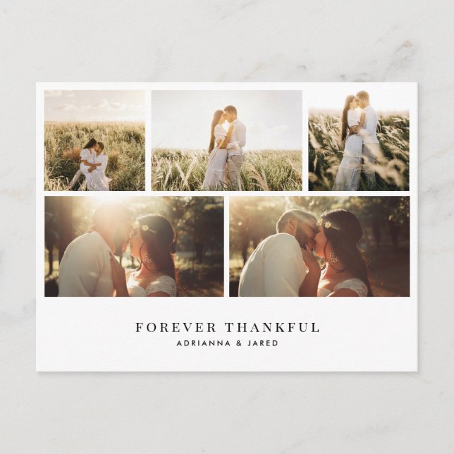 Elegant Forever Thankful Simple Wedding Photo  Postcard (Front)