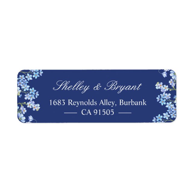 Elegant Forget Me Nots Floral Royal Navy Blue (Front)