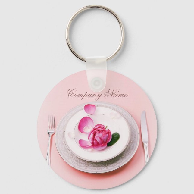 elegant fork knife plate Catering personal chef Key Ring (Front)