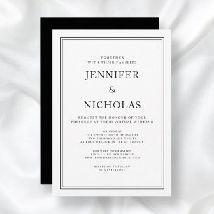 Elegant Formal Black And White Virtual Wedding Invitation