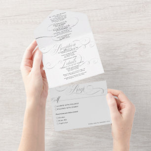 Elegant Formal Black and White Wedding All In One All In One Invitation