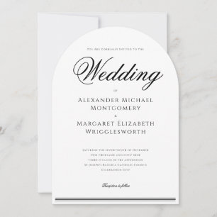 Elegant Formal Black and White Wedding Arch Invitation