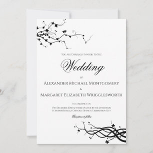 Elegant Formal Black and White Wedding Invitation