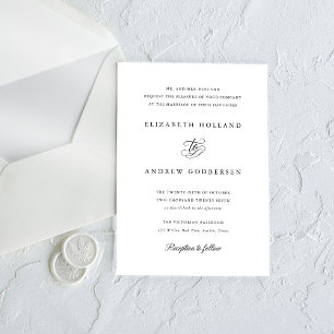Elegant Formal Black And White Wedding Invitation