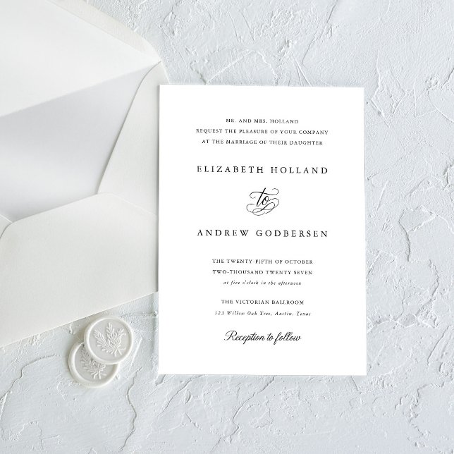 Elegant Formal Black And White Wedding Invitation (Creator Uploaded)