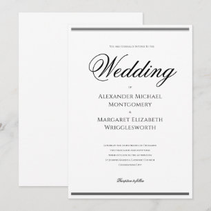 Elegant Formal Black and White Wedding Invitation