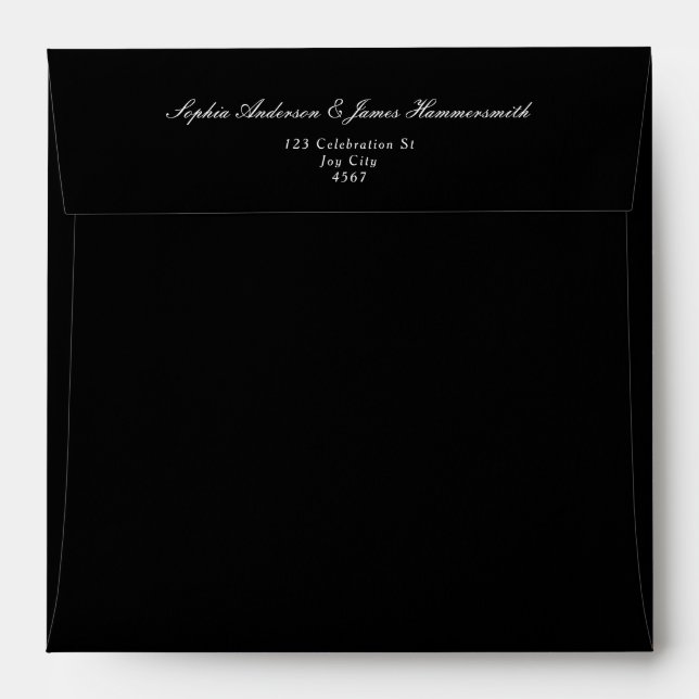Elegant Formal Black Script Wedding Envelope (Back (Top Flap))