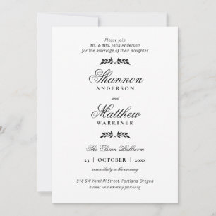 Elegant Formal Black White Invitation