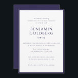 Elegant Formal Blue Frame Bar Bat Mitzvah Invitation<br><div class="desc">Elegant Formal Blue Frame Bar Bat Mitzvah Invitation</div>