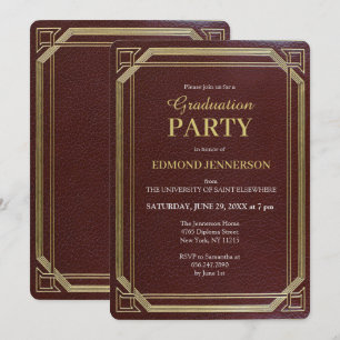 Elegant Formal Burgundy Gold 2025 Graduation Party Invitation