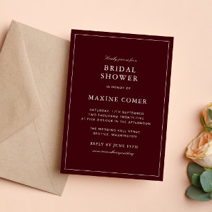 Elegant Formal Burgundy & Ivory Bridal Shower Invitation