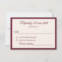 Elegant Formal Burgundy Stripes Wedding RSVP