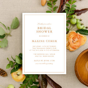 Elegant Formal Burnt Orange Bridal Shower Invitation