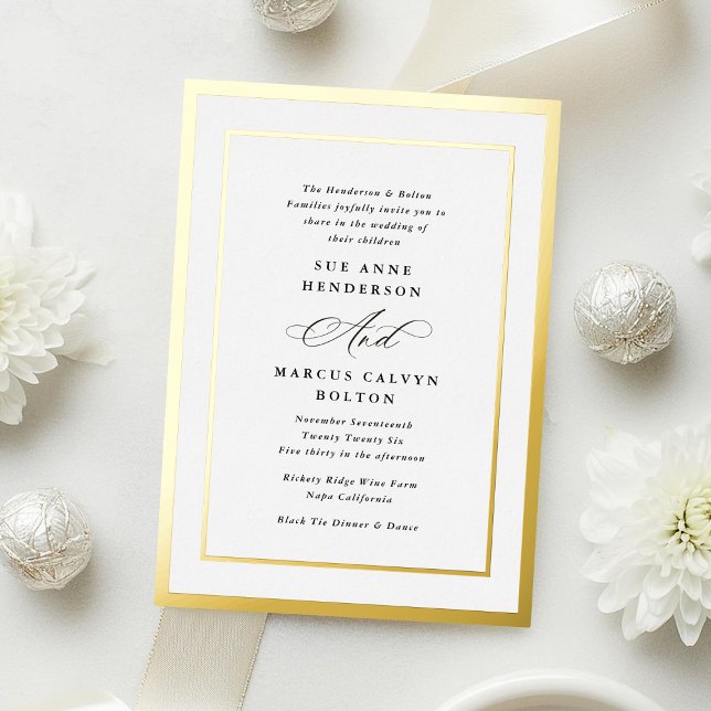 Elegant Formal Calligraphy Foil Gold Frame Wedding (Creator Uploaded)