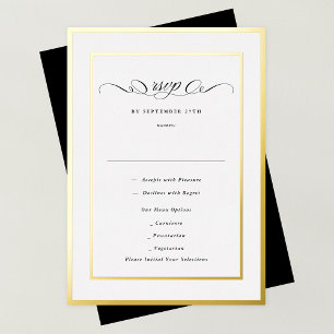Elegant Formal Calligraphy Gold Frame Wedding RSVP