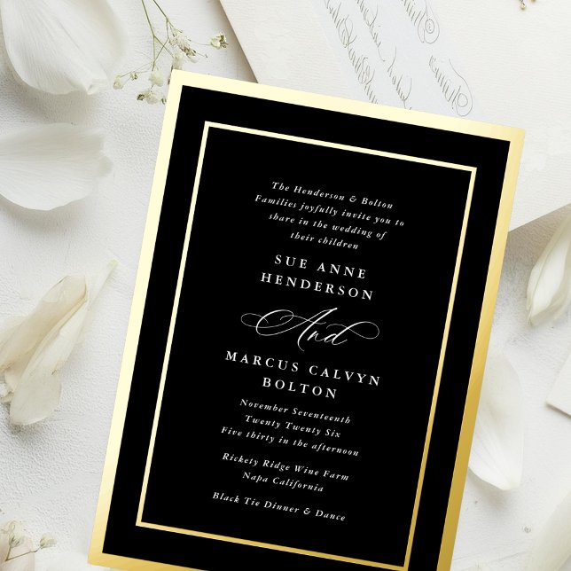 Elegant Formal Calligraphy Onyx Gold Frame Wedding (Creator Uploaded)