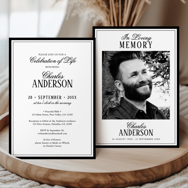 Elegant Formal Celebration of Life / Funeral Invitation (Creator Uploaded)