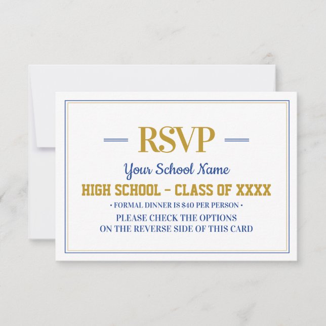 Elegant Formal Class Reunion RSVP Card (Front)