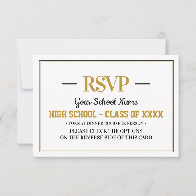 Elegant Formal Class Reunion RSVP Card (Front)