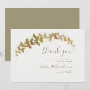 Elegant Formal Classic Gold Butterflies Wedding Thank You Card