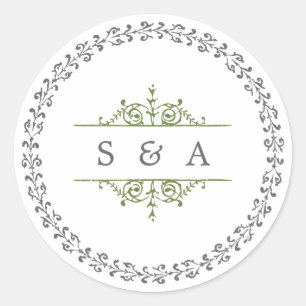 Elegant formal classic vintage wedding monogram classic round sticker