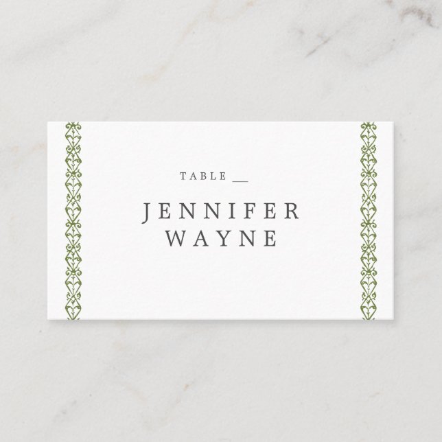 Elegant formal classic vintage wedding place cards (Front)