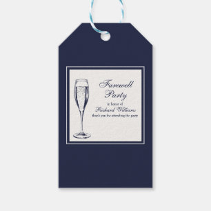 Elegant Formal Dark Bleu White Farewell Party Gift Tags