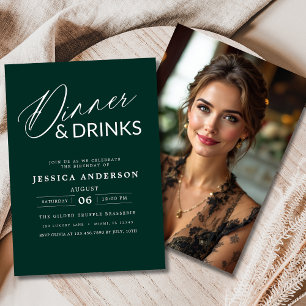 Elegant Formal Emerald Green Dinner Photo Party Invitation
